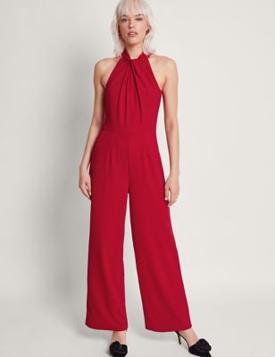 Monsoon Womens Sleeveless Jumpsuit - 14 - Red, Red