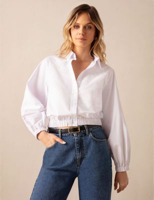 Ro&Zo Womens Cotton Rich Collared Shirt - 8 - White, White