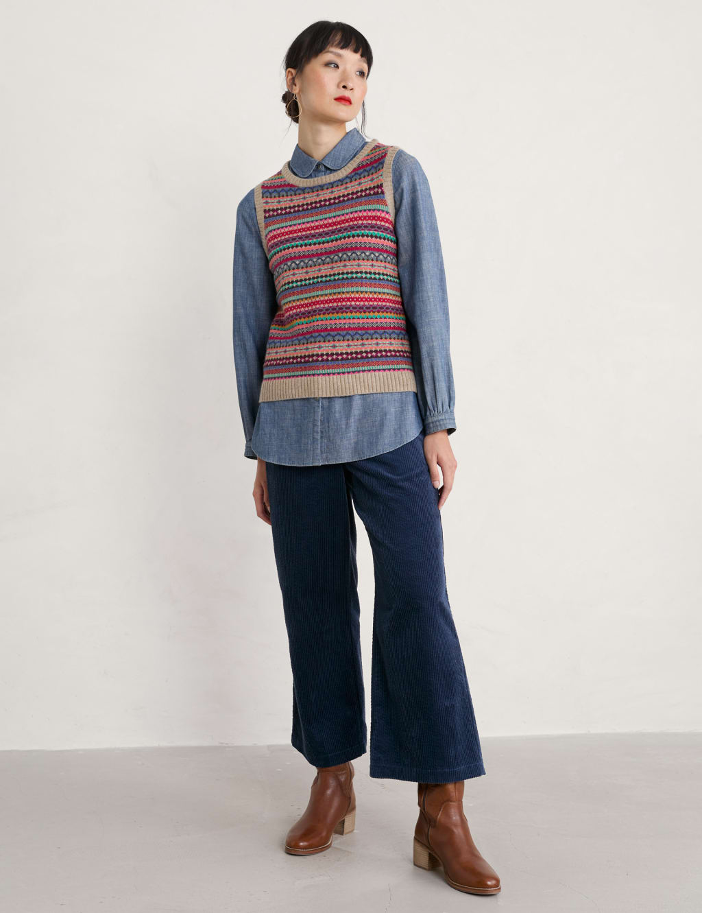 Merino Wool Rich Jacquard Knitted Vest image 4