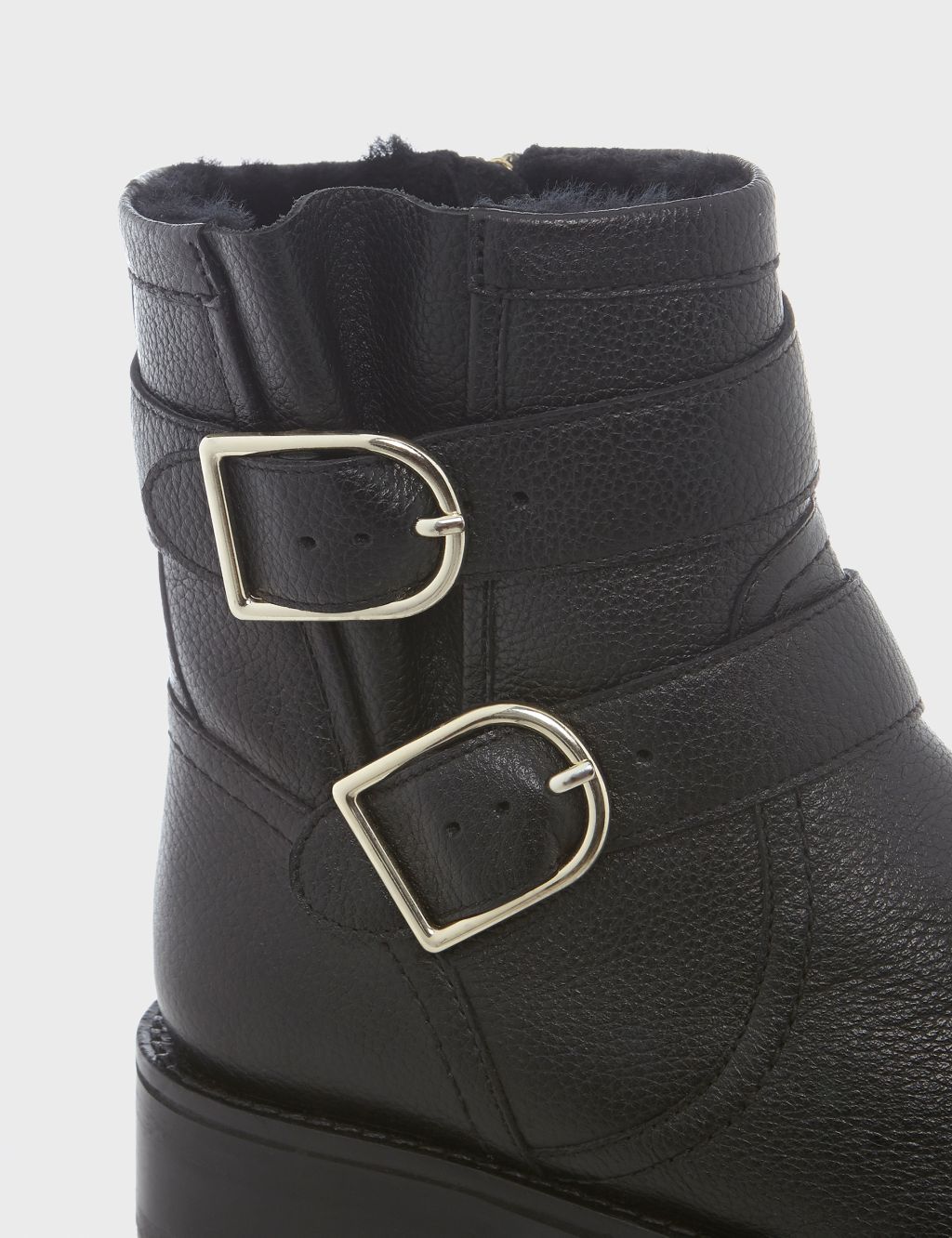 Leather Patent Biker Block Heel Ankle Boots image 3