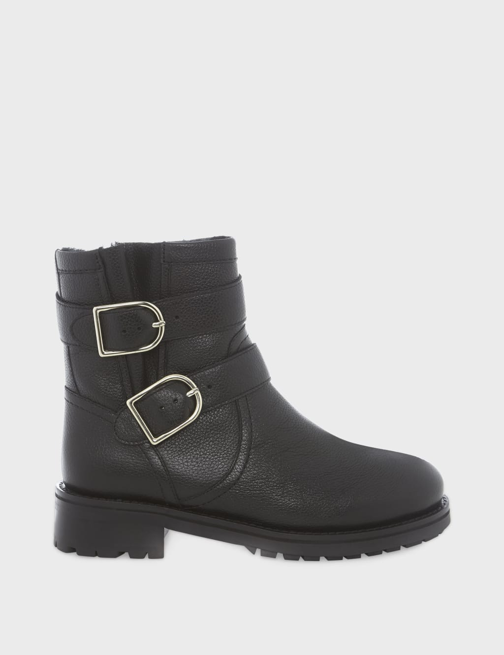 Leather Patent Biker Block Heel Ankle Boots image 1