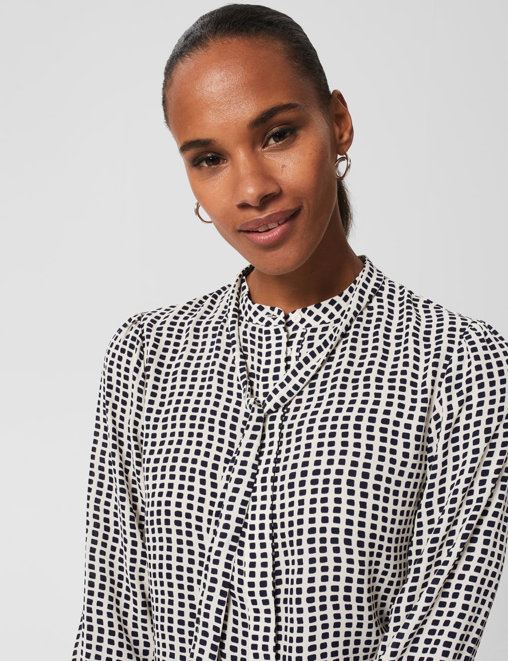 Checked Tie Front Blouse image 3