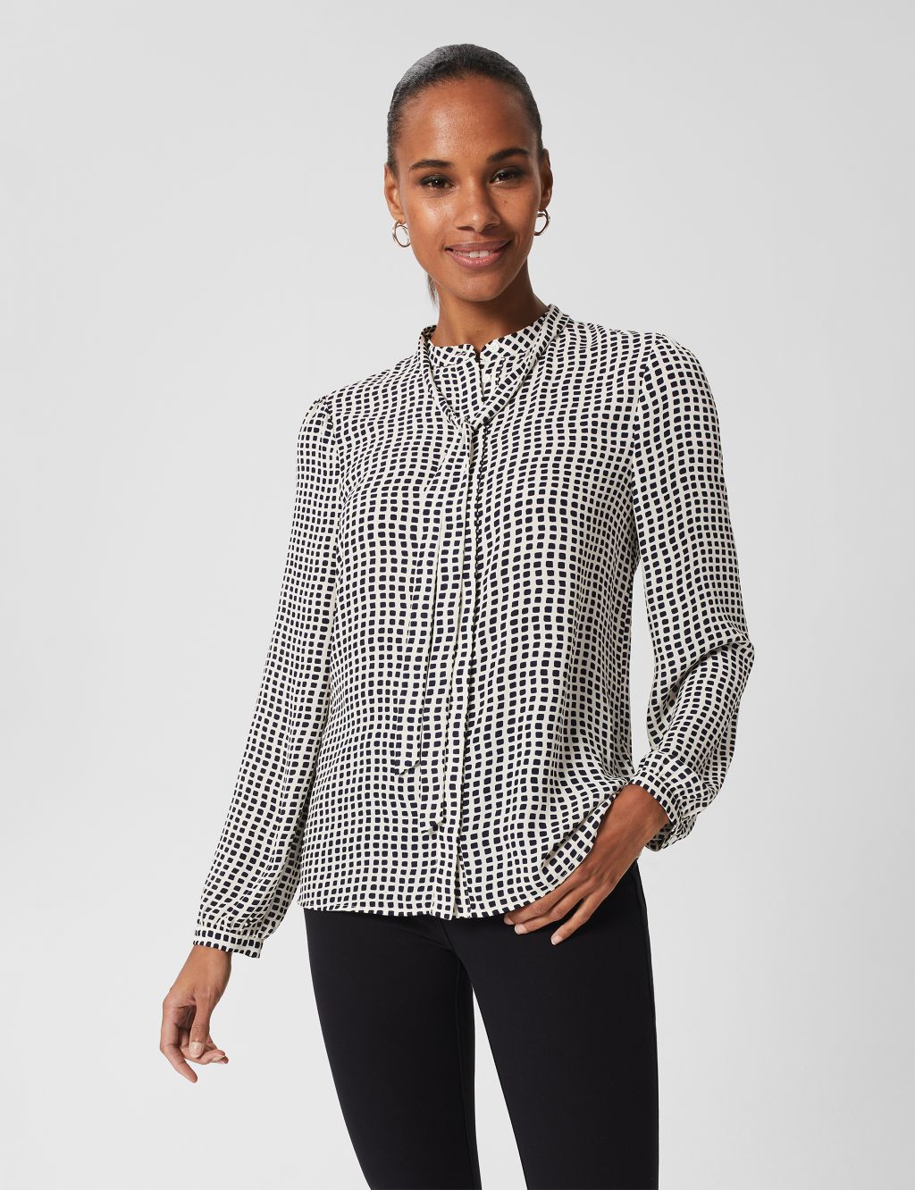 Checked Tie Front Blouse image 4