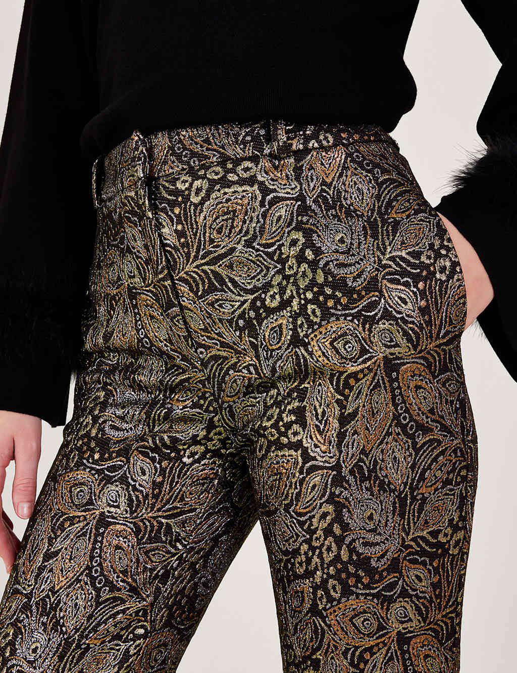 Jacquard Slim Fit Trousers image 5