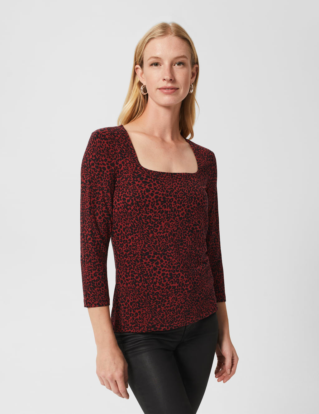 Animal Print Square Neck Top image 1