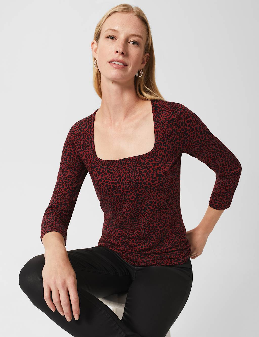 Animal Print Square Neck Top image 2