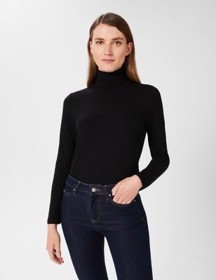 Hobbs Womens Roll Neck Knitted Top - XS - Black, Black