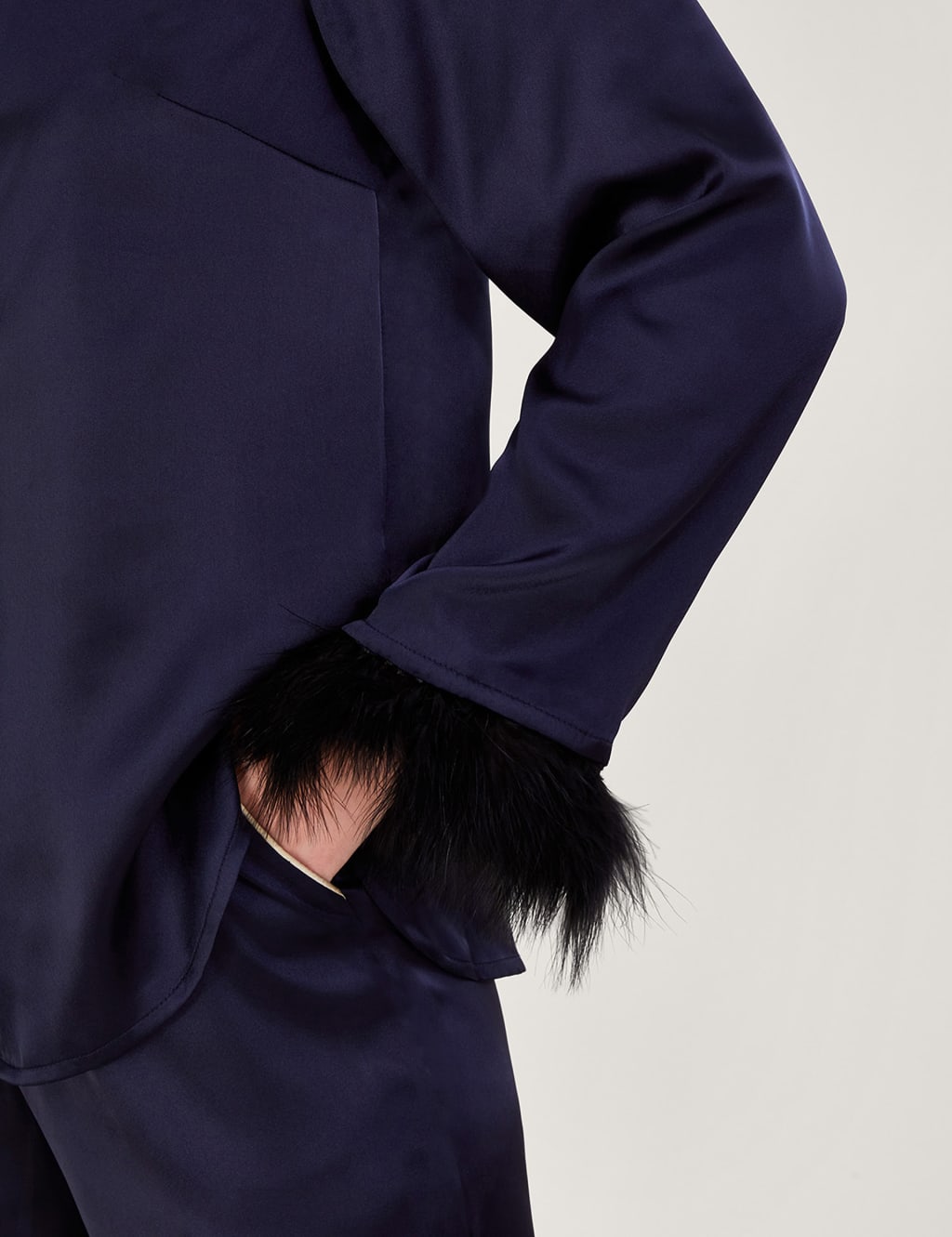 Satin Feather Cuff Pyjama Set image 5