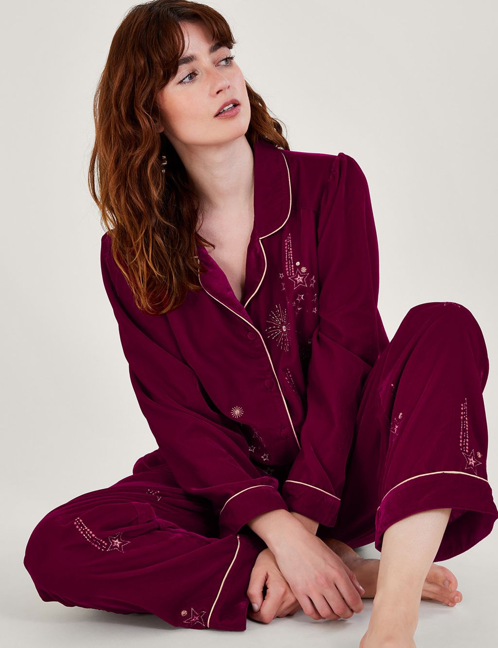 Embroidered Revere Pyjama Set image 3