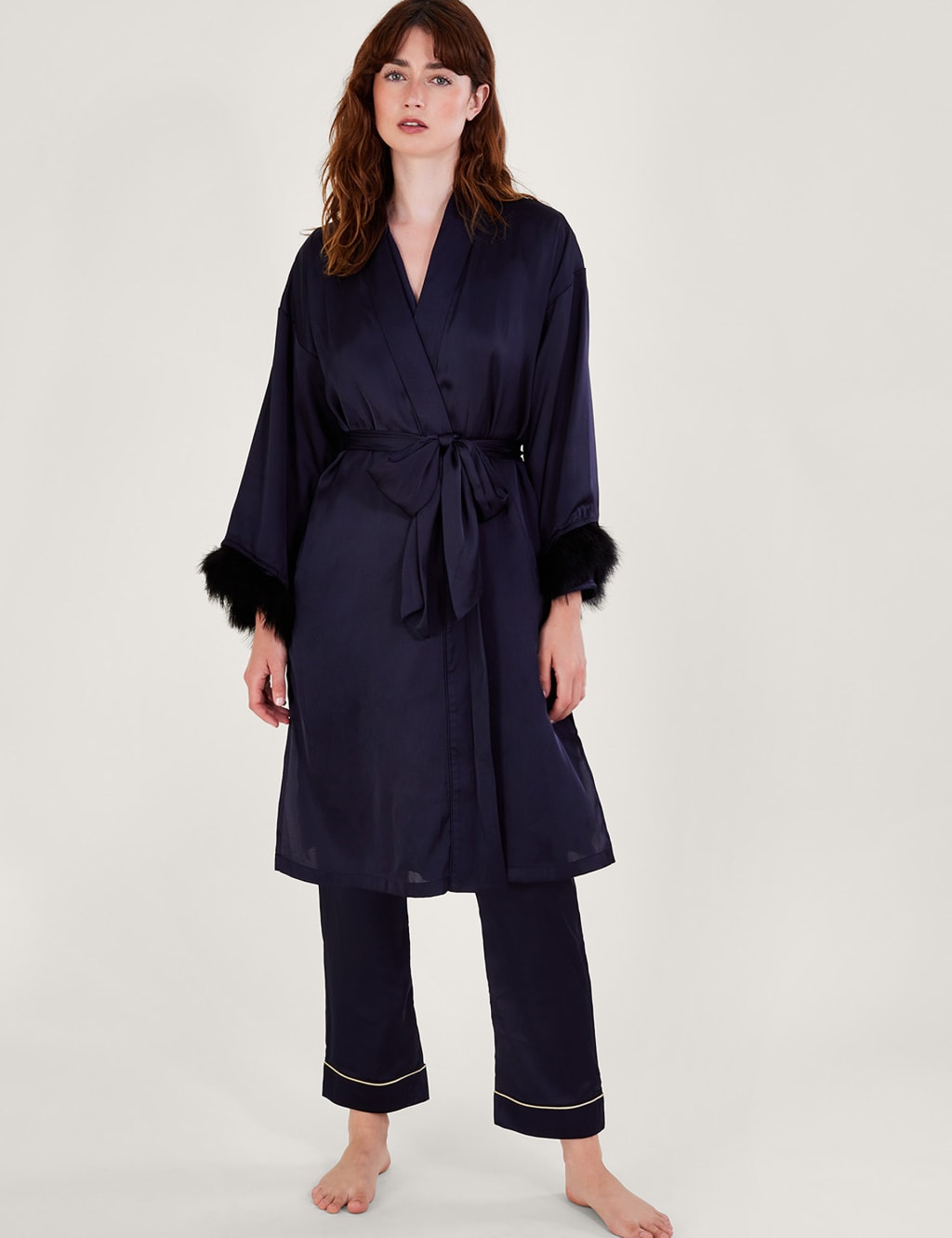 Satin Feather Trim Robe image 1