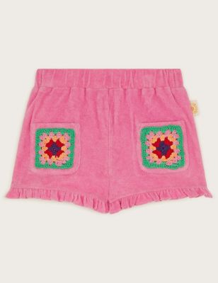 Monsoon Girl's Pure Cotton Patterned Shorts (3-13 Yrs) - 12-13 - Pink, Pink