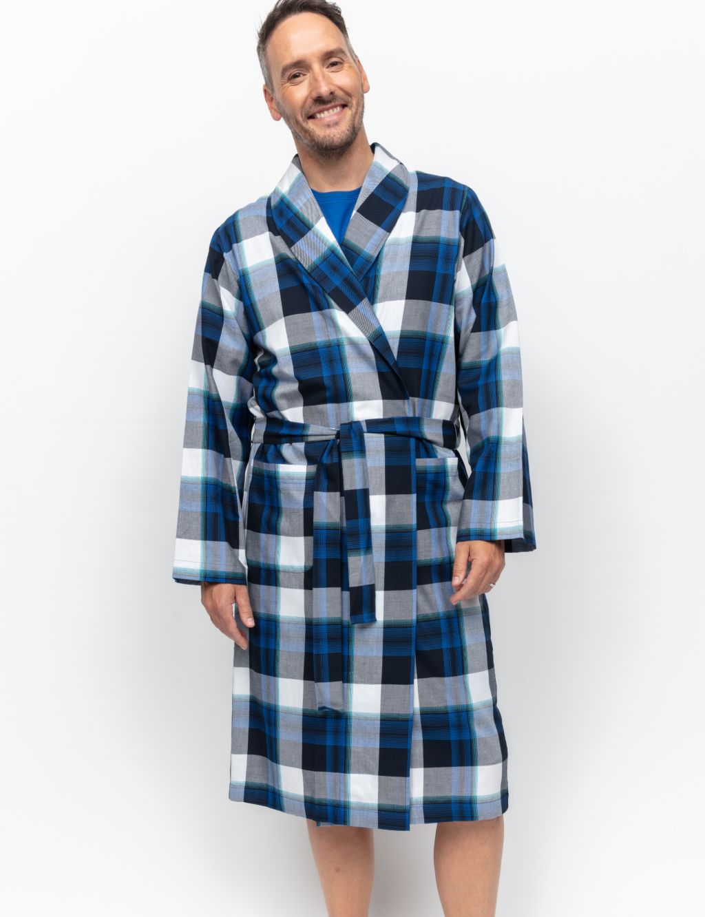 Pure Cotton Checked Dressing Gown image 1