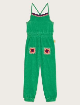 Monsoon Girl's Pure Cotton Jumpsuit (3-13 Yrs) - 5-6 Y - Green, Green