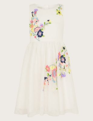 Monsoon Girls Floral Dress (3-13 Yrs) - 4y - Ivory Mix, Ivory Mix