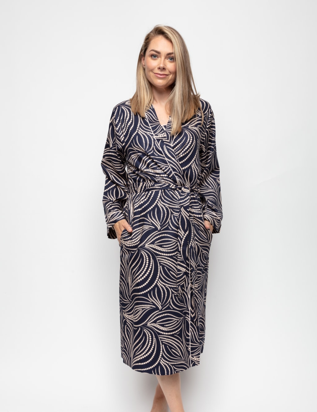 Cotton Modal Spot Print Long Dressing Gown image 1