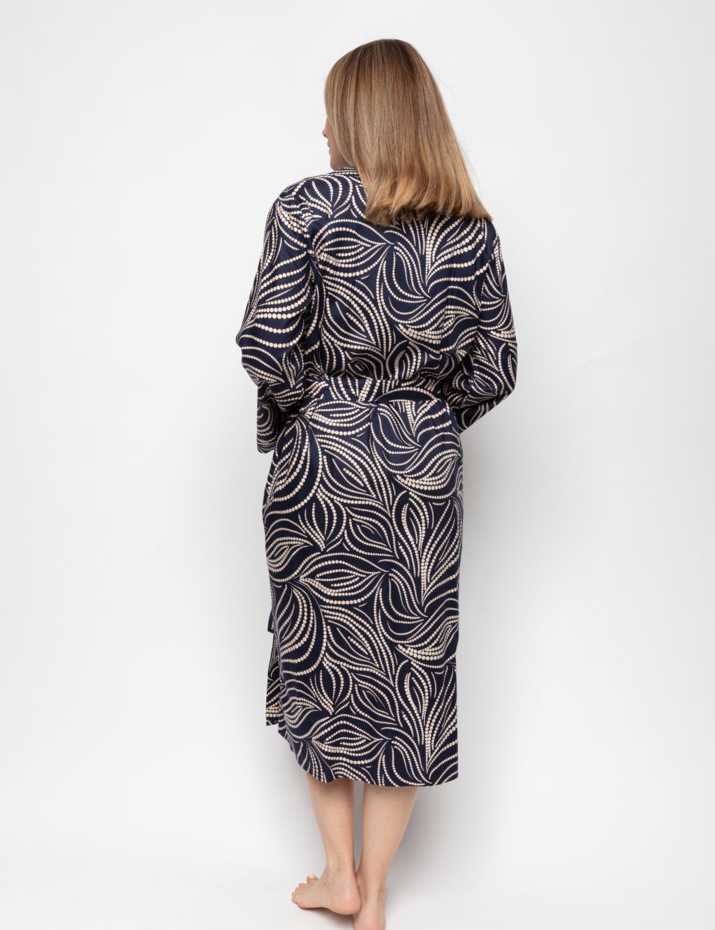 Cotton Modal Spot Print Long Dressing Gown image 2