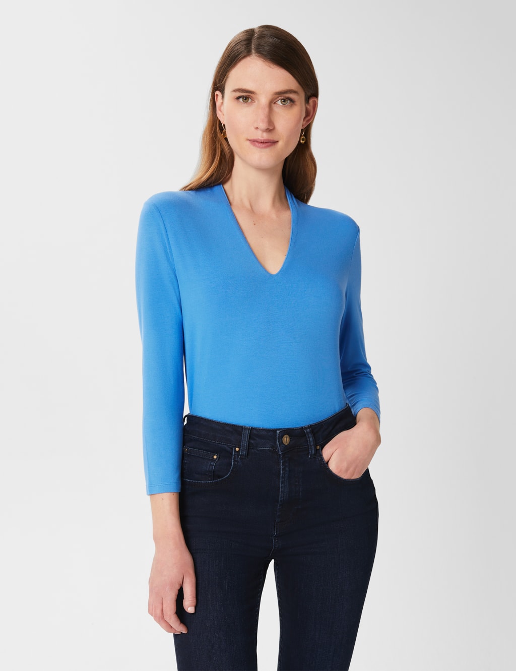 Jersey V-Neck 3/4 Sleeve Top image 1