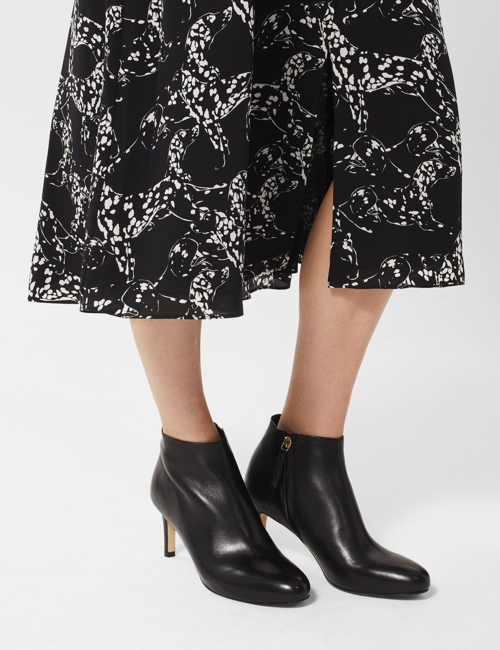Leather Kitten Heel Round Toe Ankle Boots image 2