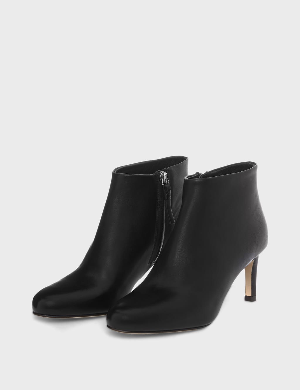 Leather Kitten Heel Round Toe Ankle Boots image 3