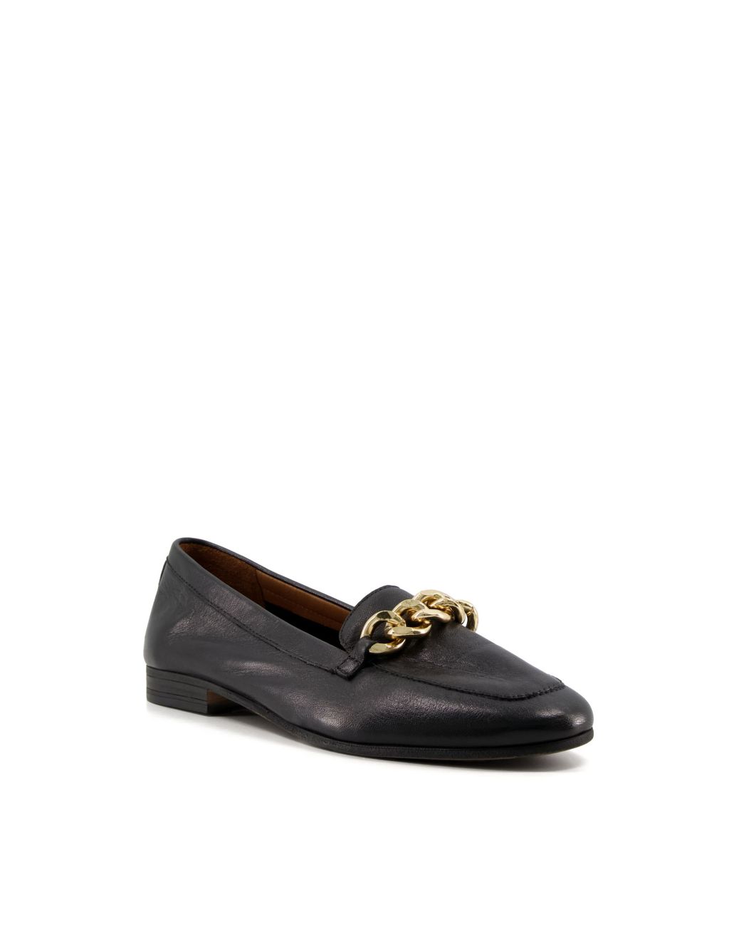 Leather Chain Detail Flat Loafers image 3