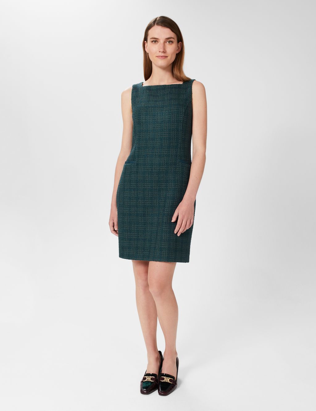 Tweed Square Neck Mini Tailored Dress image 1