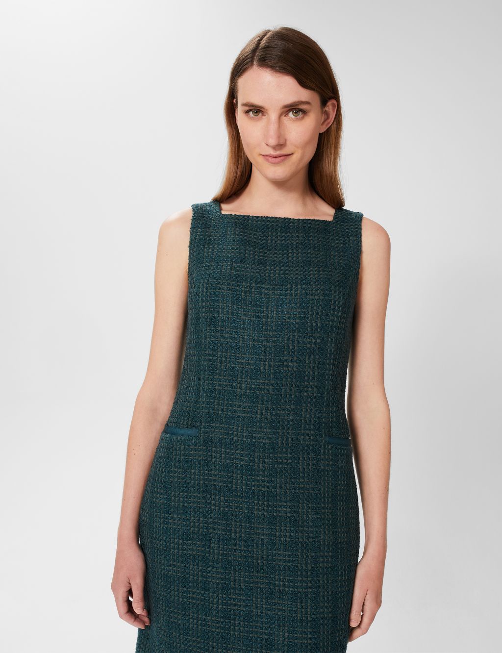 Tweed Square Neck Mini Tailored Dress image 2
