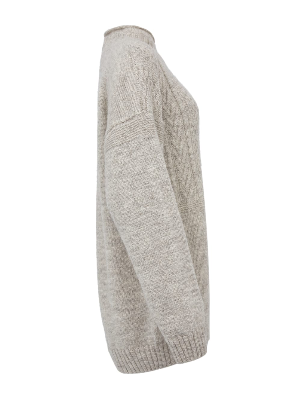Pure Wool Cable Knit Funnel Neck Jumper image 2