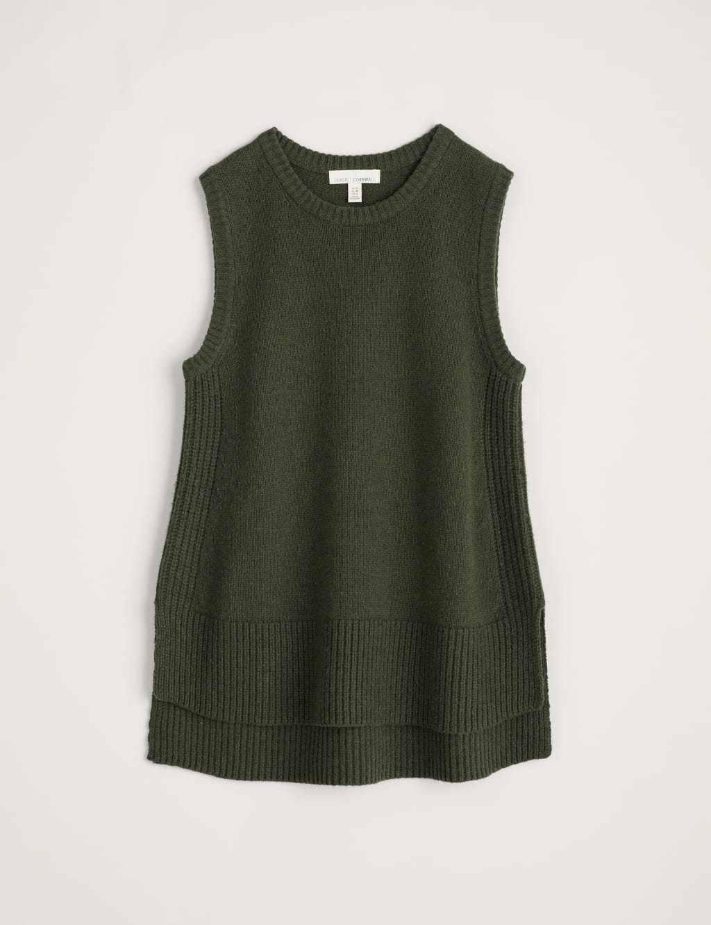 Merino Wool Rich Crew Neck Knitted Vest image 2