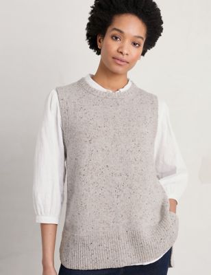 Seasalt Cornwall Women's Wool Rich Crew Neck Knitted Vest - 8 - Natural, Natural