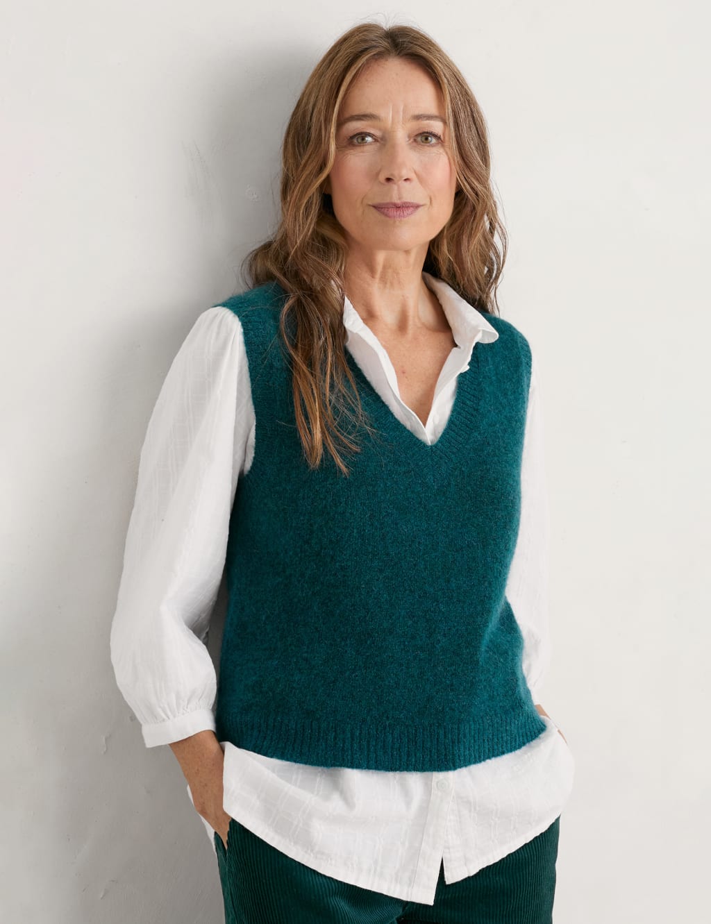 Mohair Blend Textured V-Neck Knitted Vest image 1