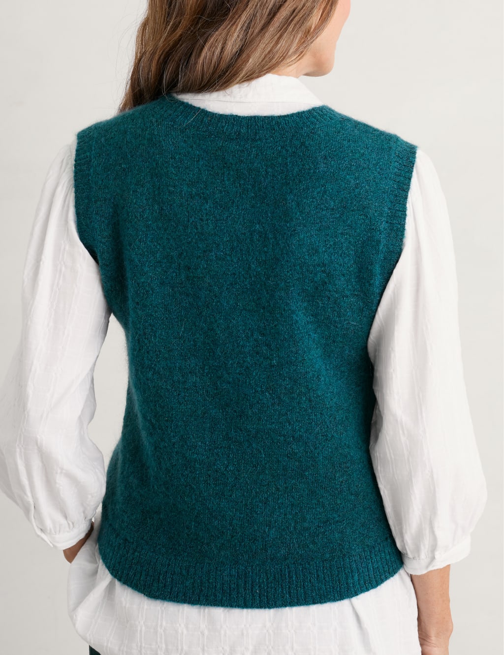 Mohair Blend Textured V-Neck Knitted Vest image 4