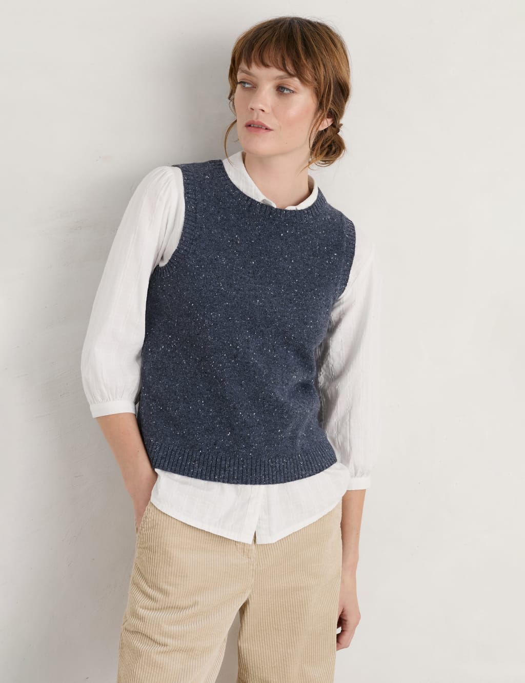 Lambswool Rich Crew Neck Knitted Vest image 1