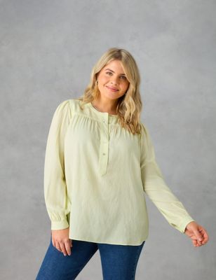 Live Unlimited London Women's Round Neck Blouse - 22 - Yellow, Yellow