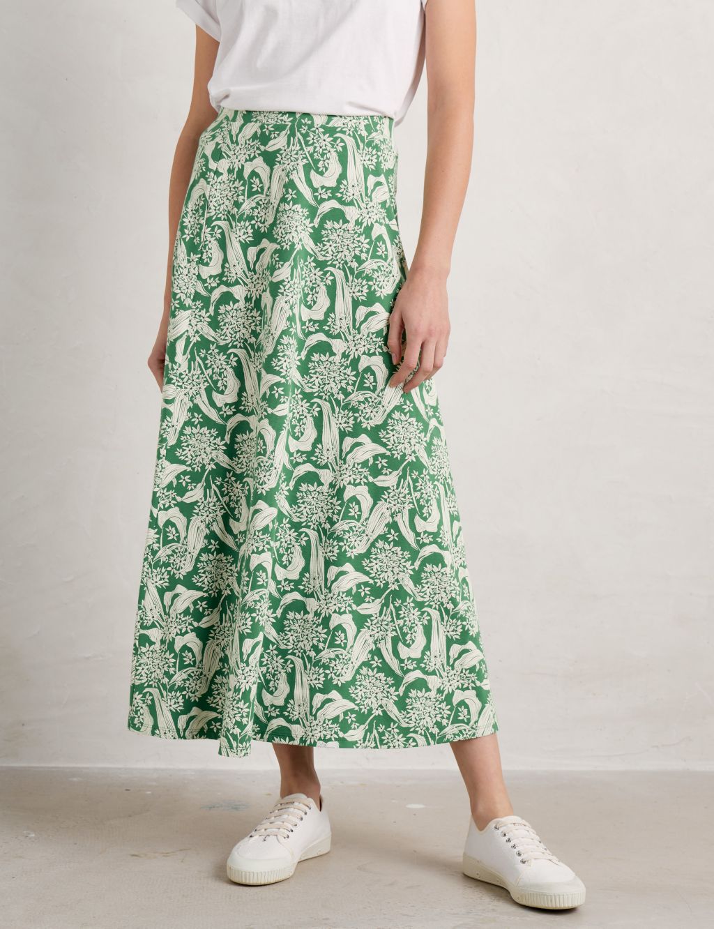 Cotton Rich Floral Maxi A-Line Skirt image 3
