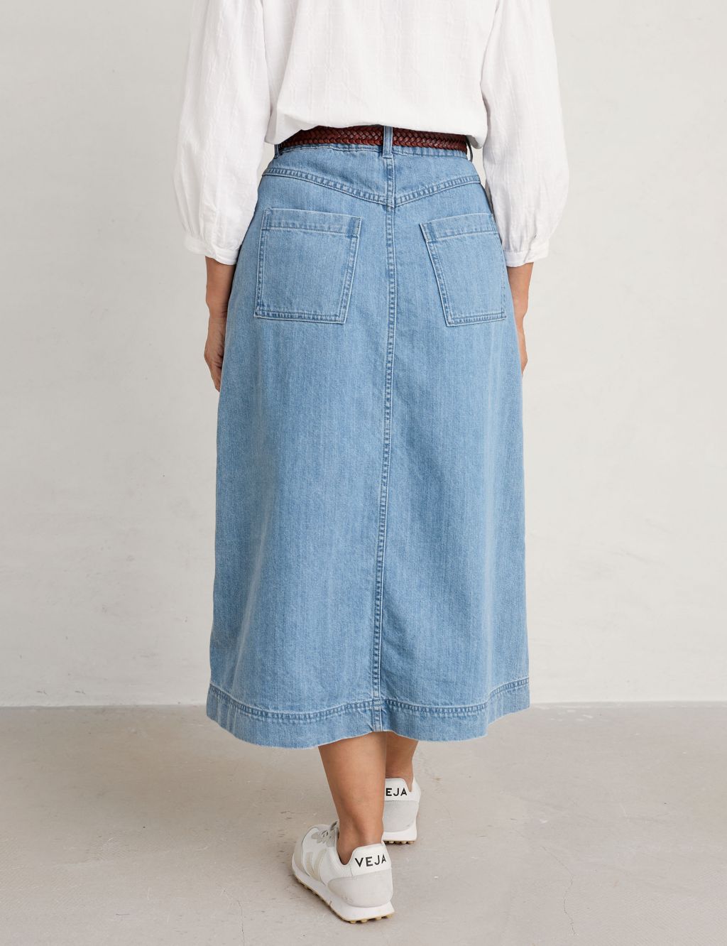 Cotton Rich Denim Midi Skirt image 4
