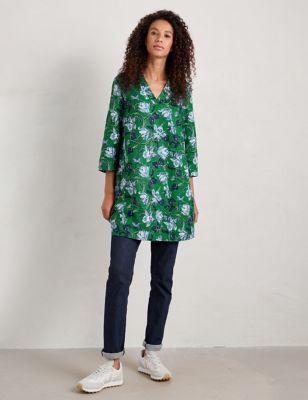Seasalt Cornwall Womens Cotton Blend Floral Tunic - 8REG - Green Mix, Green Mix