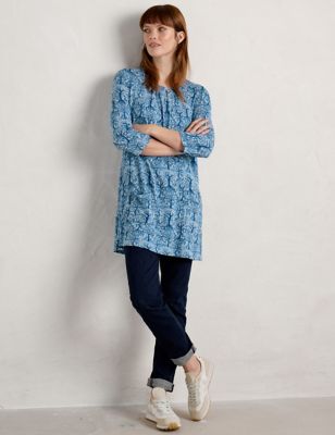 Seasalt Cornwall Womens Printed Tunic with Cotton - 8REG - Blue Mix, Blue Mix