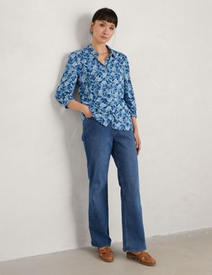Seasalt Cornwall Women's Modal Blend Floral Button Through Shirt - 20REG - Blue Mix, Blue Mix