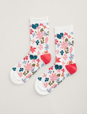 Seasalt Cornwall Womens Floral Socks - White Mix, White Mix