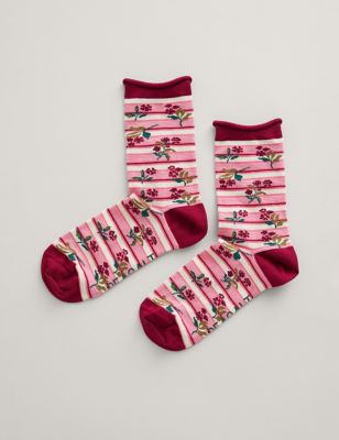 Seasalt Cornwall Womens Patterned Ankle Socks - Pink Mix, Pink Mix