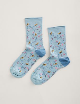 Seasalt Cornwall Womens Patterned Socks - Blue Mix, Blue Mix