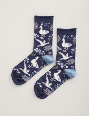Seasalt Cornwall Womens Patterned Ankle Socks - Blue Mix, Blue Mix