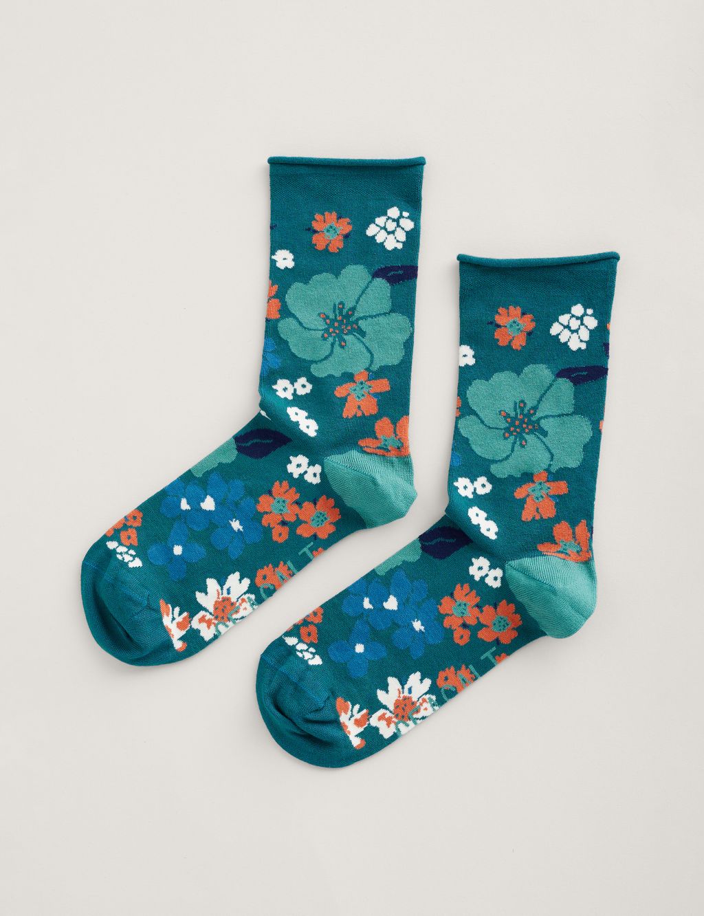 Floral Ankle High Socks