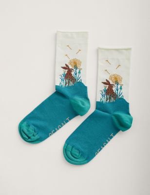 Seasalt Cornwall Womens Animal Ankle Socks - White Mix, White Mix