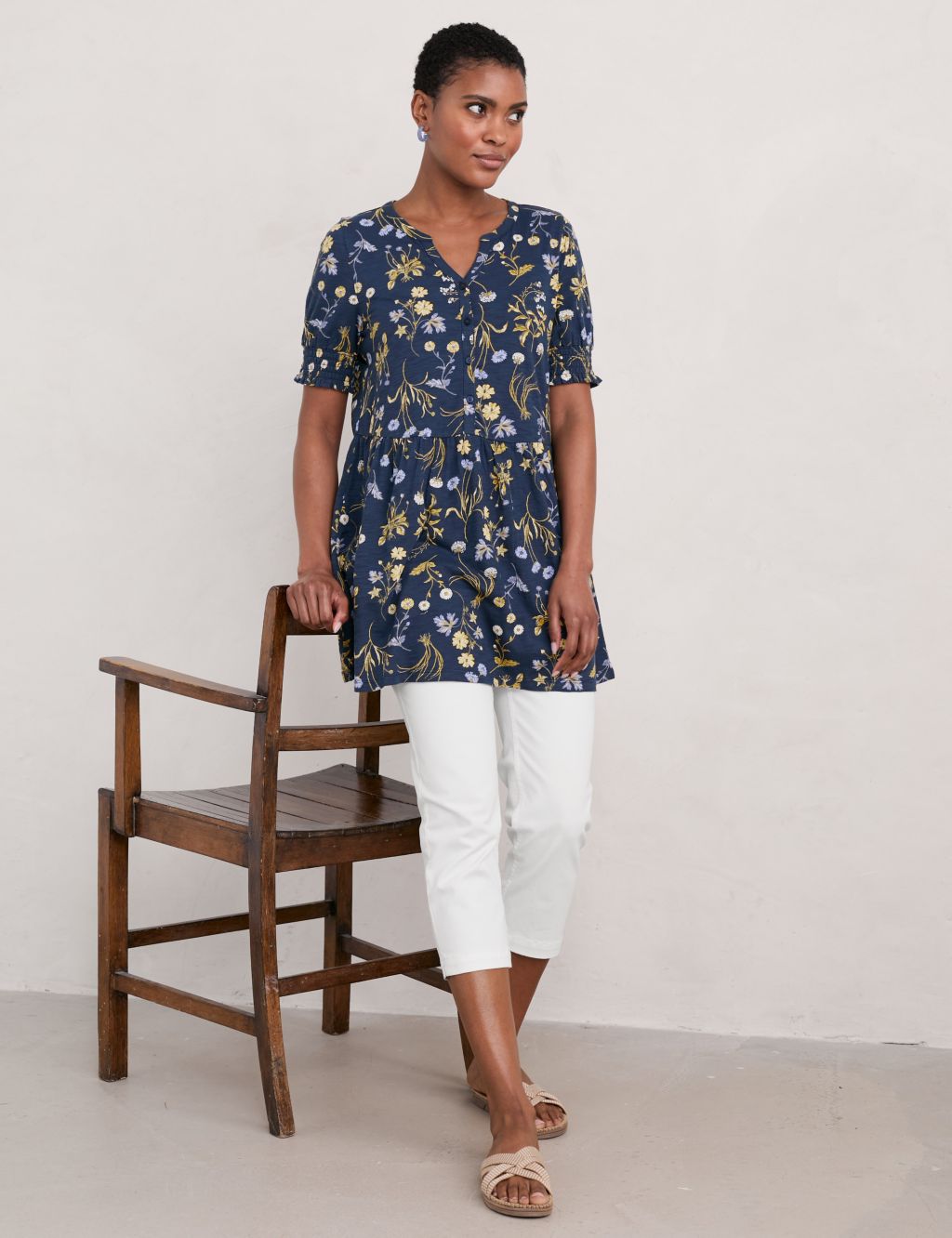 Pure Cotton Floral Relaxed Tunic