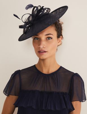 Phase Eight Women's Bow and Feather Fascinator - Navy, Navy
