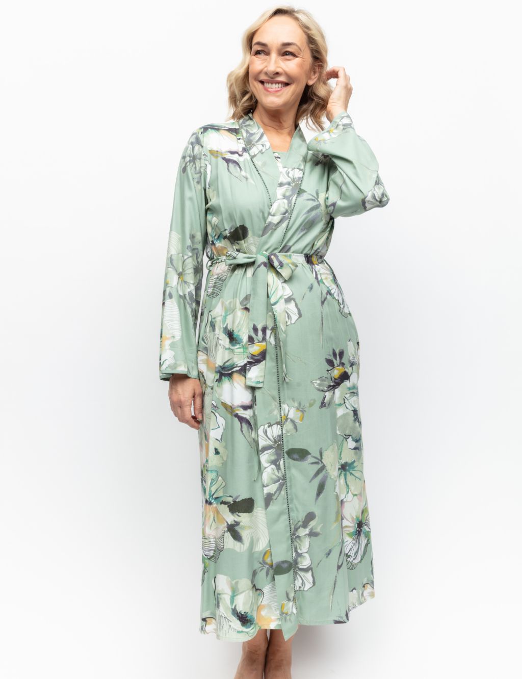 Cotton Modal Floral Dressing Gown image 1