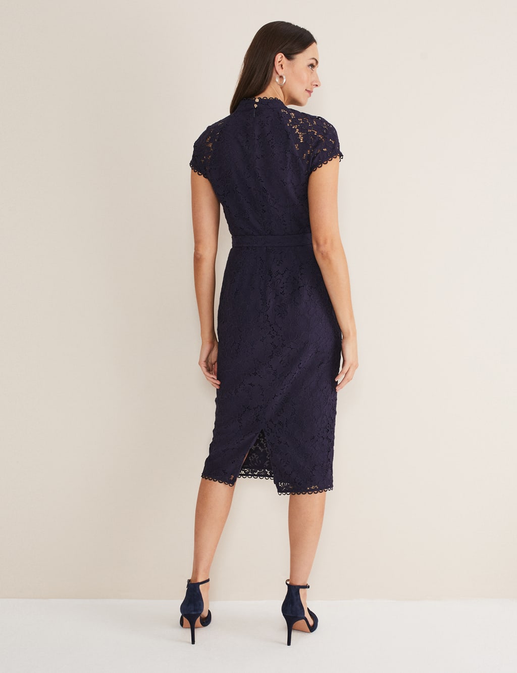 Cotton Rich Lace Round Neck Midi Tea Dress image 4