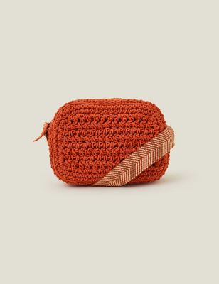 Accessorize Women's Pure Cotton Macrame Cross Body Bag - Dark Orange, Dark Orange