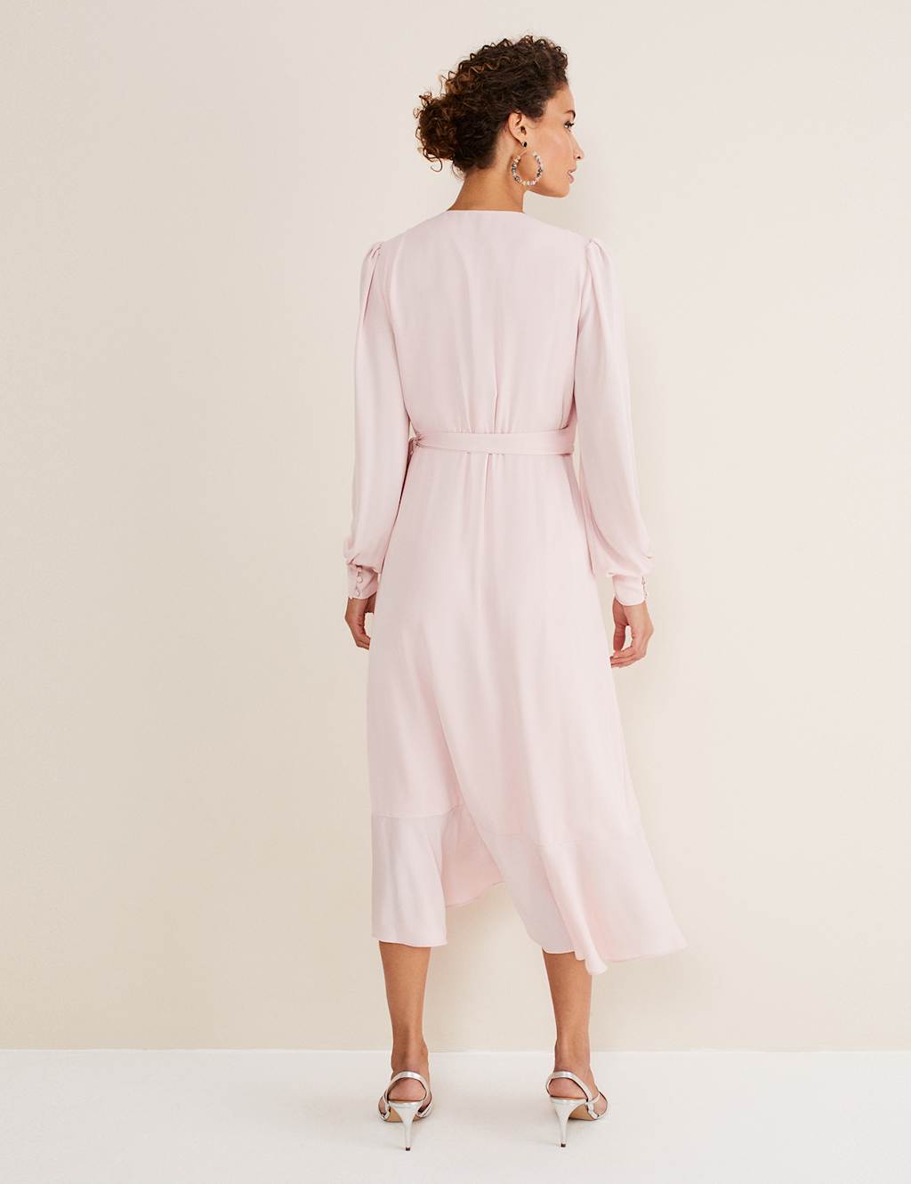 V-Neck Frill Detail Midi Tea Dress image 6
